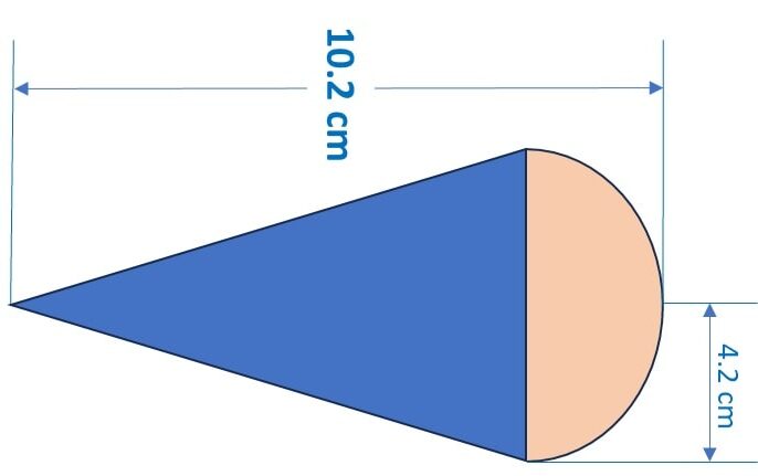 A solid wooden toy is in the shape of a right circular cone mounted
