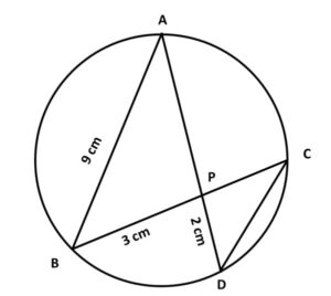 In the given figure (not drawn to scale) chords AD and BC intersect at P