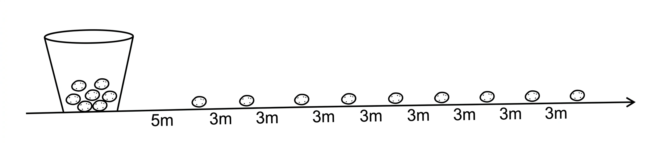 In a potato race, a bucket