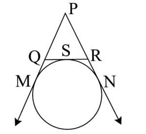 In the given figure, if a circle touches the side QR of a △P QR at S and extended sides PQ and PR at M and N respectively, then prove that :
PM =1/2 (PQ + QR + PR)