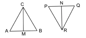 In the given figure, CM and RN are respectively the medians of △ABC and △P QR. If △ABC ∼ △P QR, then prove that: (i) △AMC ∼ △P NR (ii) △CMB ∼ △RNQ