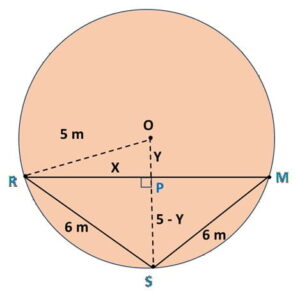 Three girls, Reshma, Salma and Mandip, are playing a game by standing on a circle of radius 5m drawn in a park.