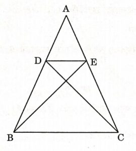 In the given figure, Δ ABE ≅ Δ ACD. Prove that Δ ADE ~ Δ ABC.