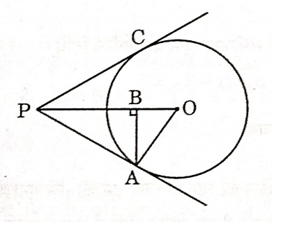 In the given figure, PA is the tangent to the circle with centre O such that OA = 10cm, AB = 8 cm and AB Ʇ OP . Find the length of PB.
