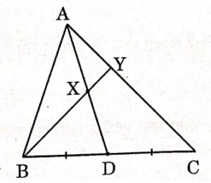 In Δ ABC, AD is a median. X is a point on AD such that AX: XD = 2:3.  BX is extended so that it intersects AC at Y. Prove that BX = 4 XY
