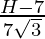 \frac{H-7}{7\sqrt3}