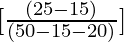 [\frac{(25 - 15)}{(50 - 15 - 20)}]