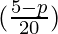 ({\frac{5 - p}{20})