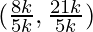 (\frac{8k}{5k}, \frac{21k}{5k})