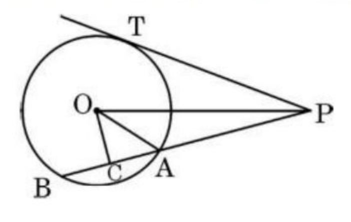In the given figure, PT is the tangent to the circle centered at O. OC